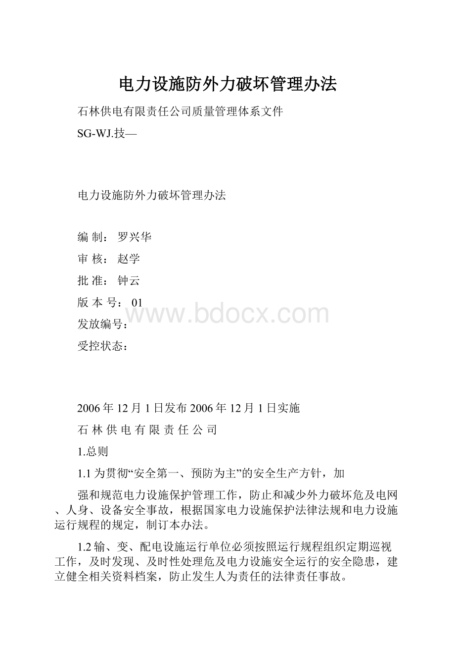 电力设施防外力破坏管理办法.docx_第1页