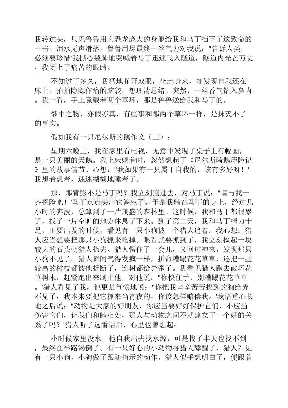 假如我有一只尼尔斯的鹅作文15篇.docx_第3页