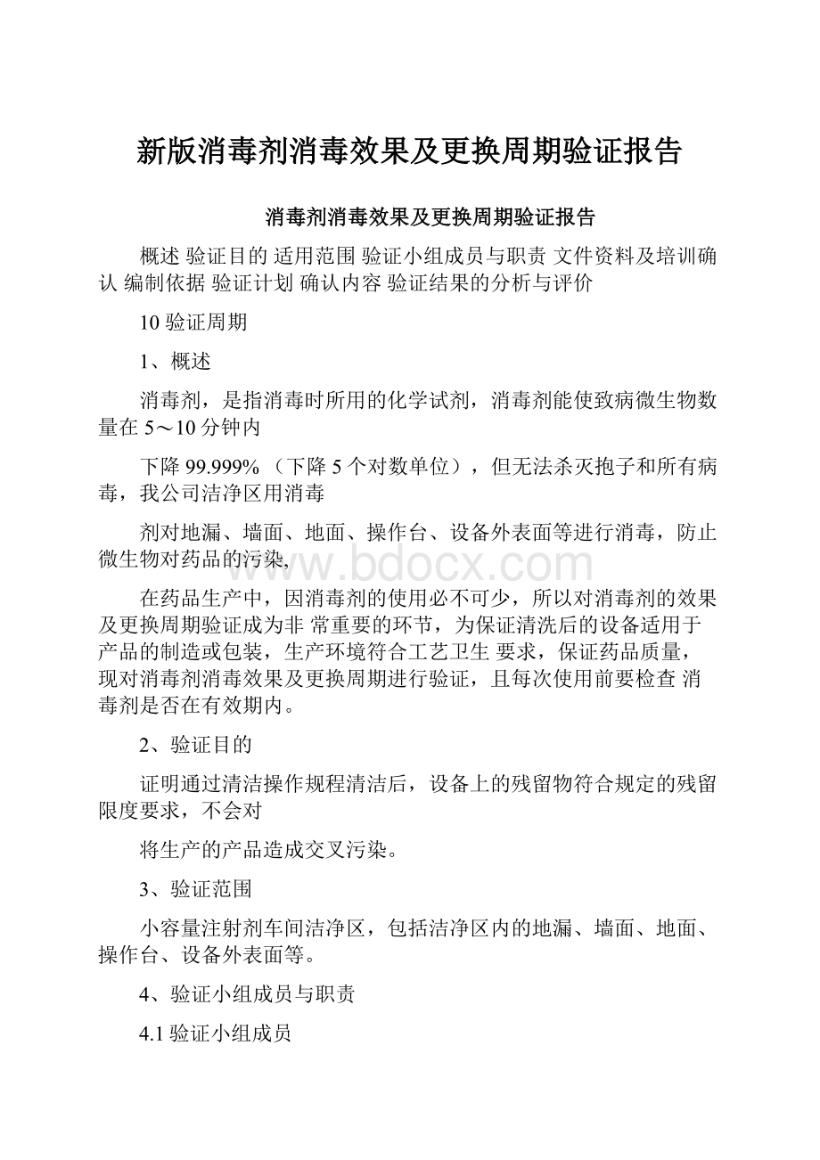 新版消毒剂消毒效果及更换周期验证报告.docx