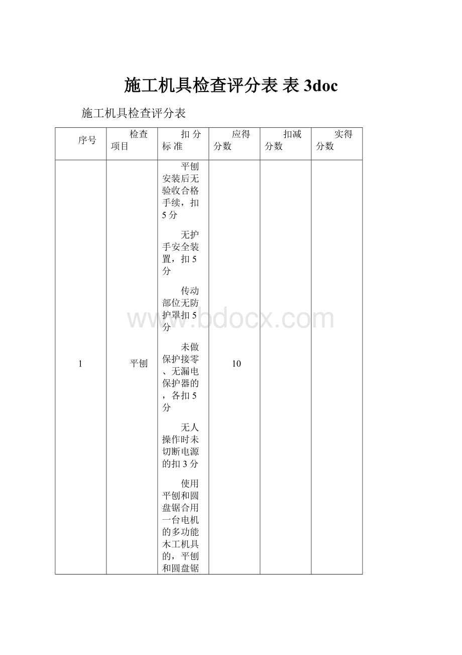 施工机具检查评分表 表3doc.docx