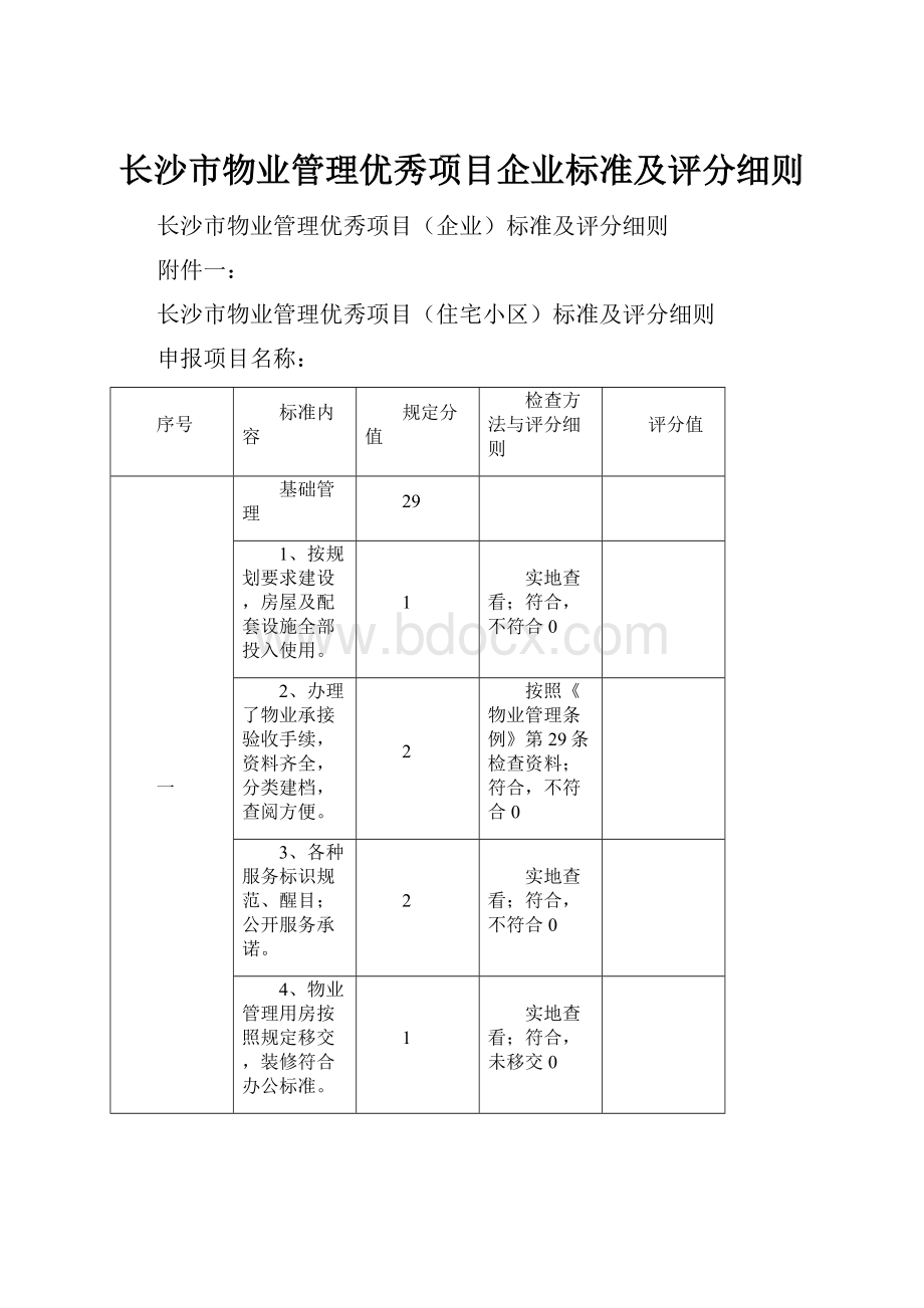 长沙市物业管理优秀项目企业标准及评分细则.docx