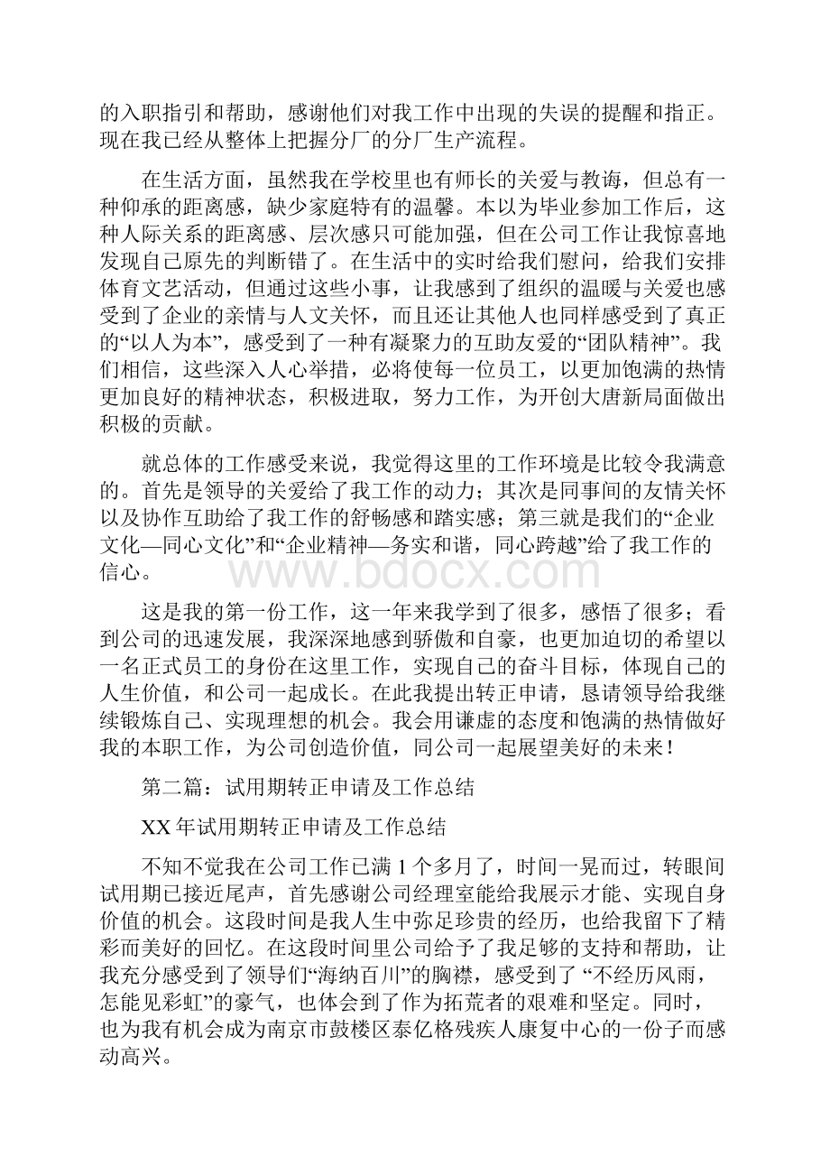 试用期转正申请工作总结工作总结转正申请.docx_第2页