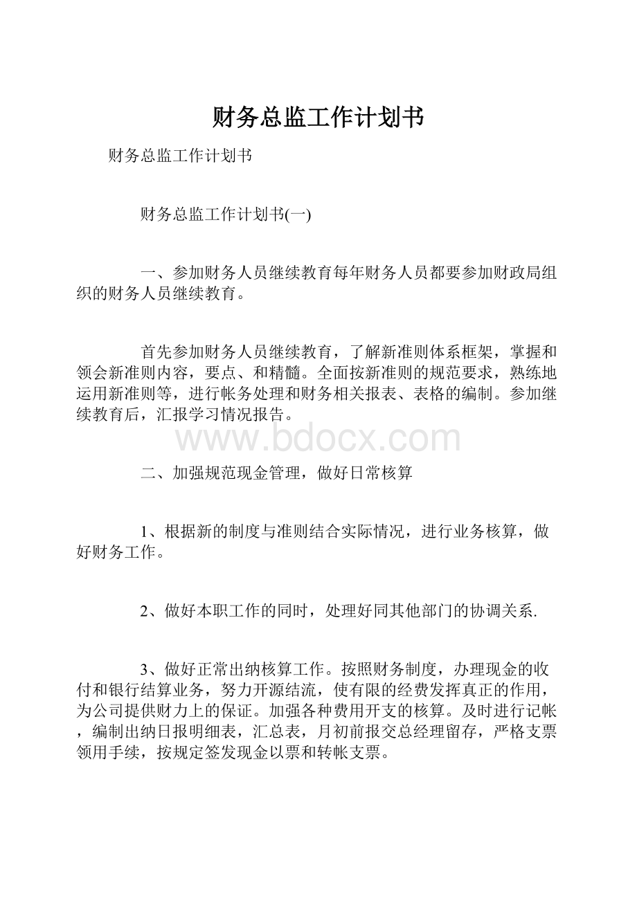 财务总监工作计划书.docx_第1页