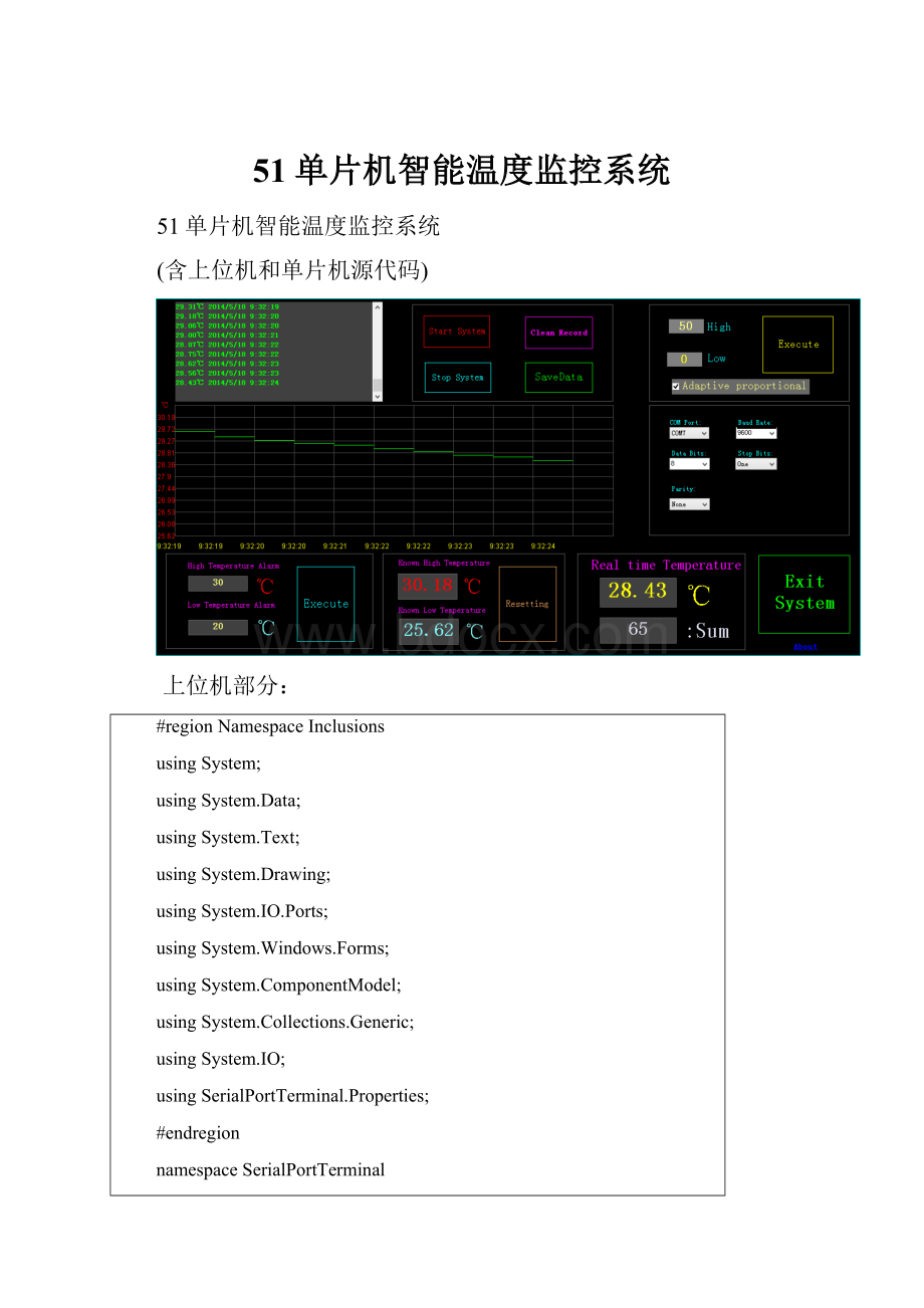 51单片机智能温度监控系统.docx