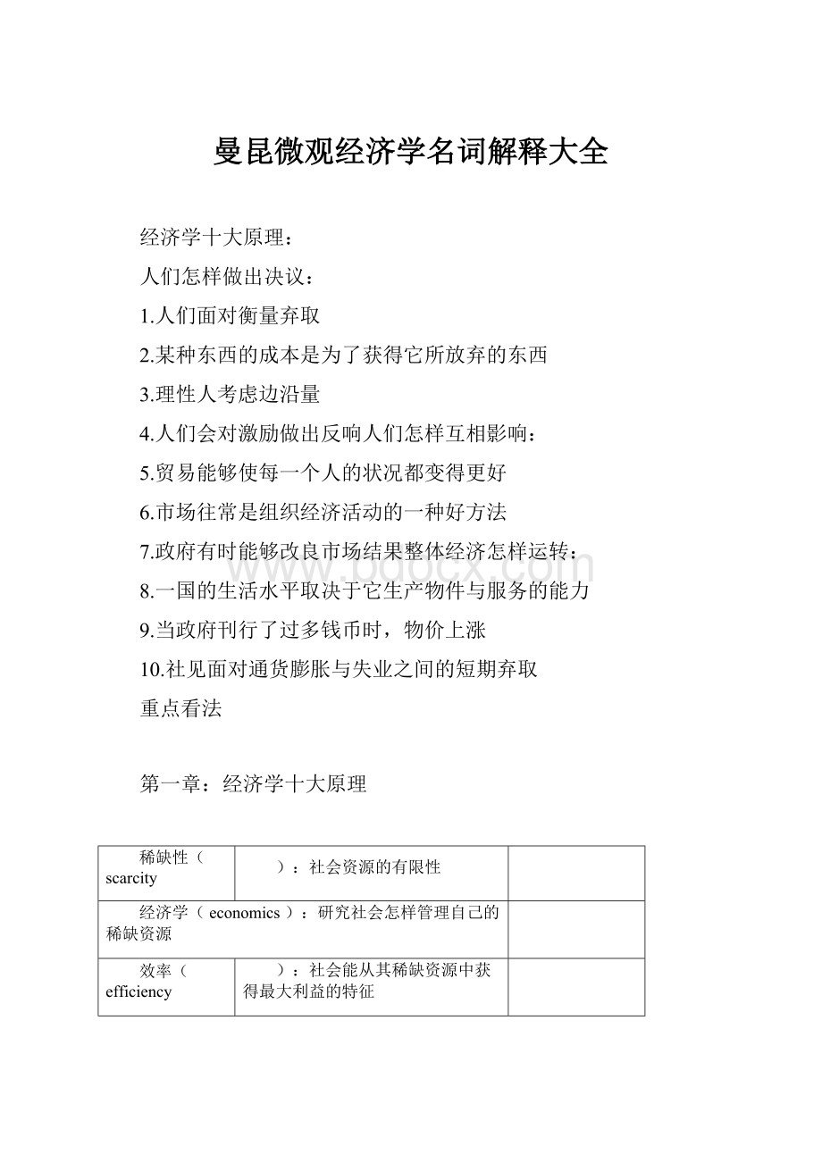 曼昆微观经济学名词解释大全.docx_第1页