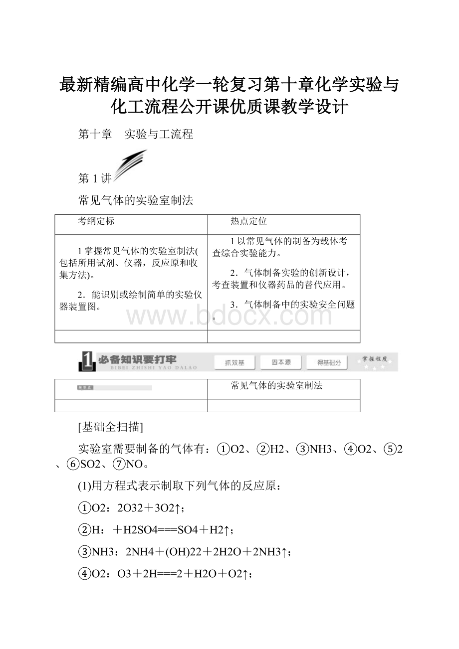 最新精编高中化学一轮复习第十章化学实验与化工流程公开课优质课教学设计.docx