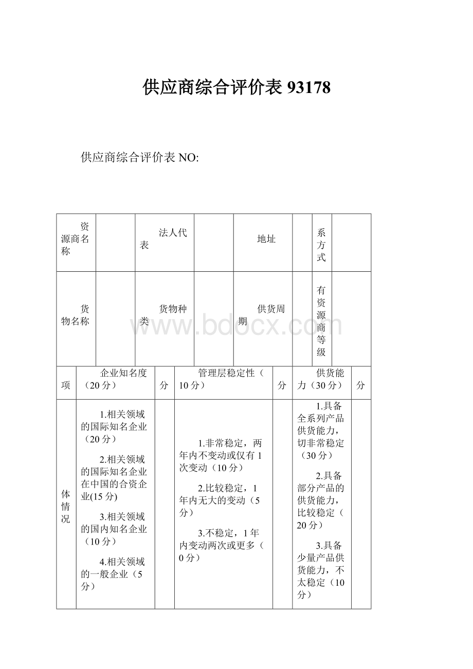 供应商综合评价表93178.docx