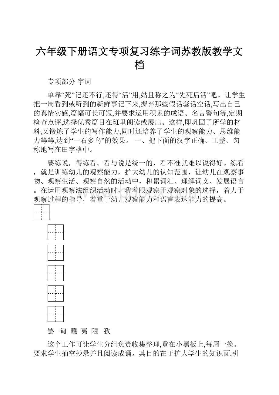 六年级下册语文专项复习练字词苏教版教学文档.docx_第1页