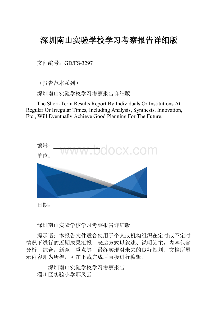 深圳南山实验学校学习考察报告详细版.docx