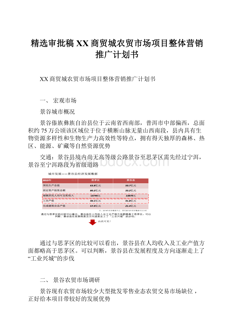 精选审批稿XX商贸城农贸市场项目整体营销推广计划书.docx