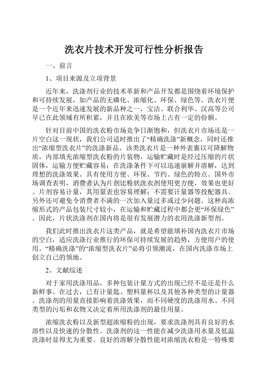 洗衣片技术开发可行性分析报告.docx