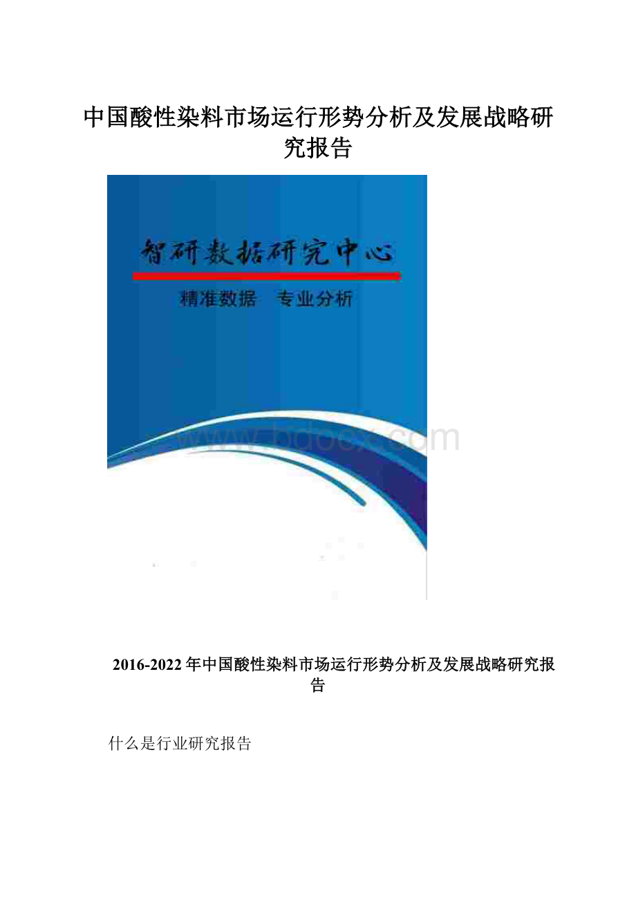 中国酸性染料市场运行形势分析及发展战略研究报告.docx