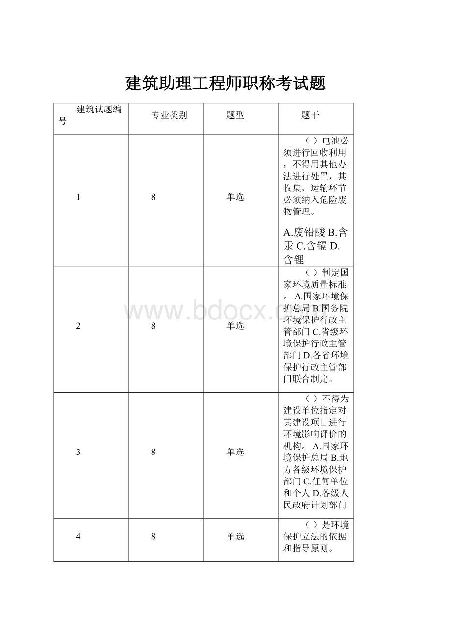 建筑助理工程师职称考试题.docx_第1页