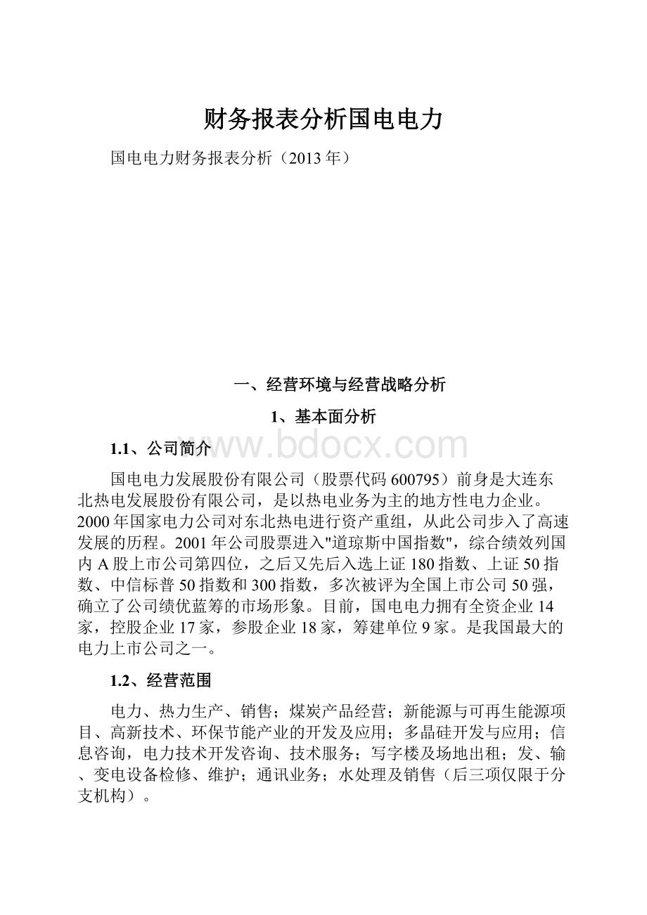 财务报表分析国电电力.docx