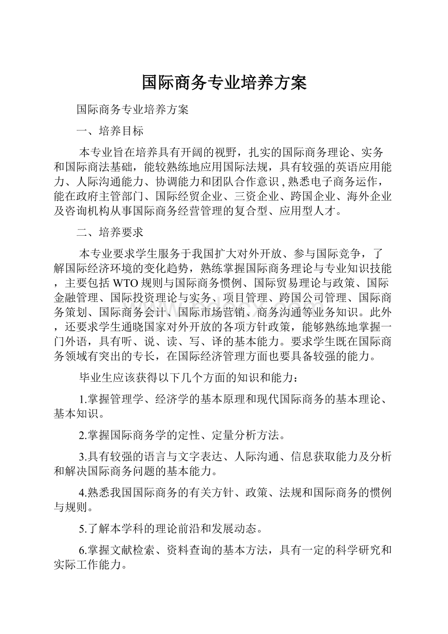 国际商务专业培养方案.docx