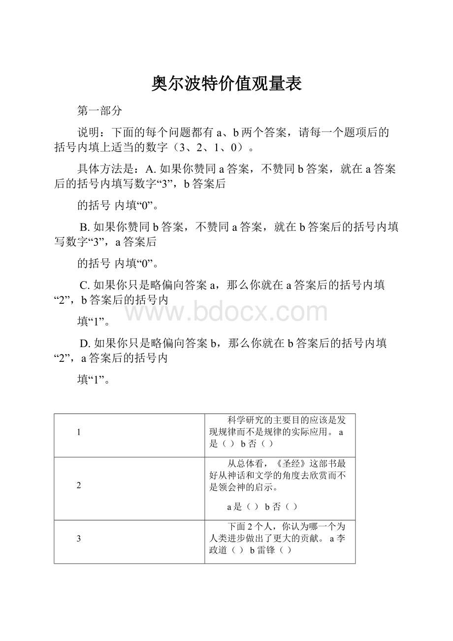 奥尔波特价值观量表.docx_第1页