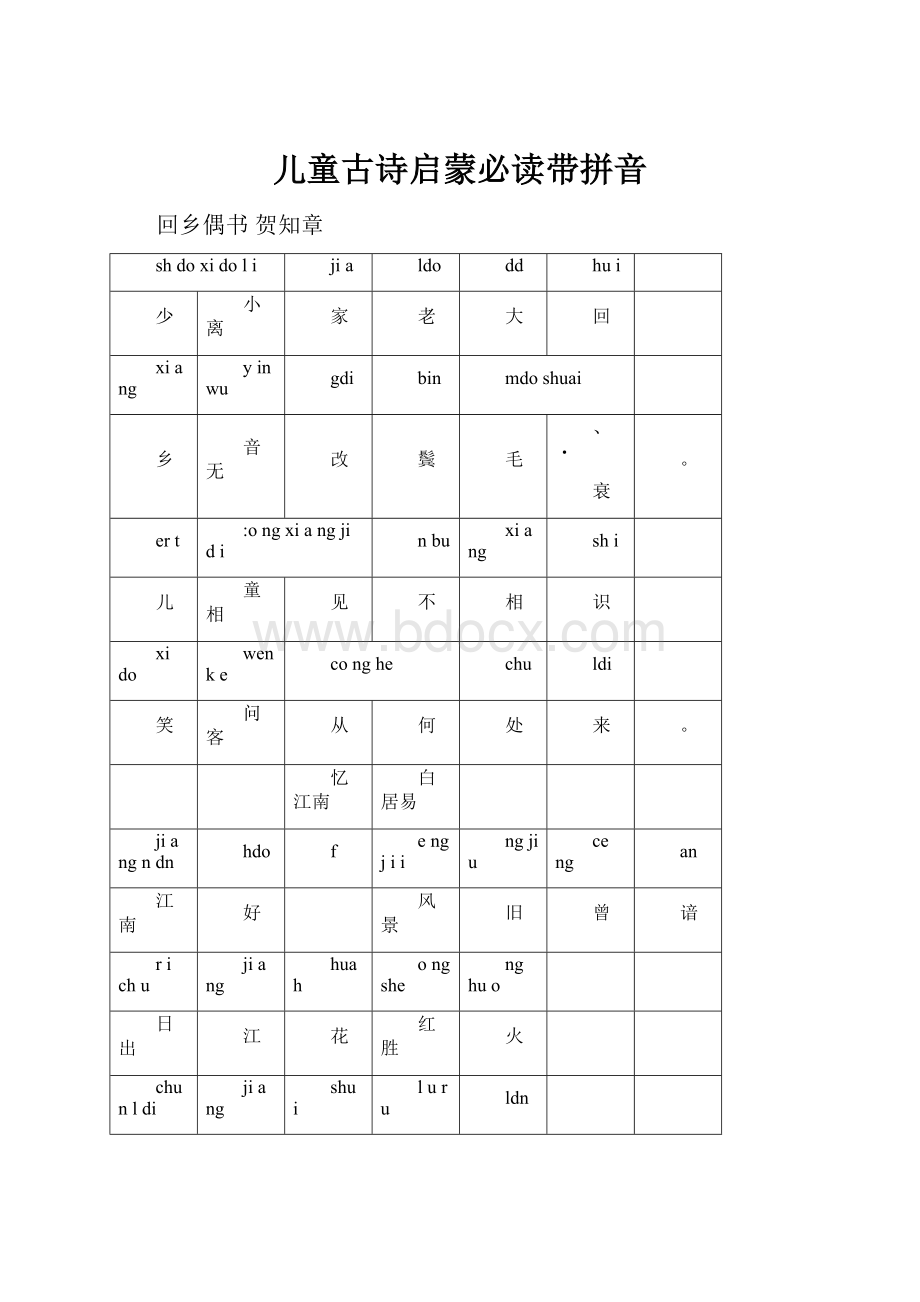 儿童古诗启蒙必读带拼音.docx_第1页