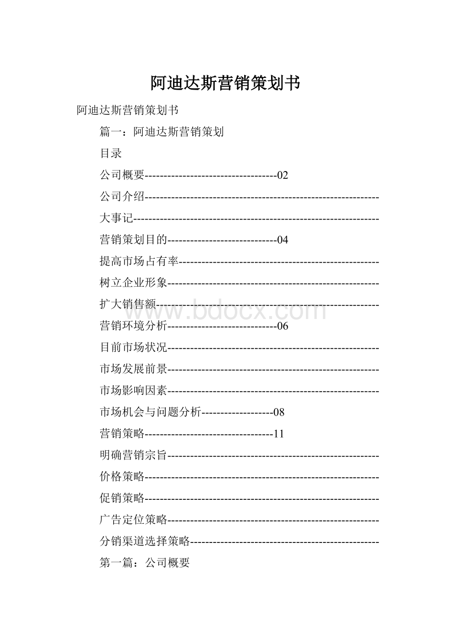 阿迪达斯营销策划书.docx