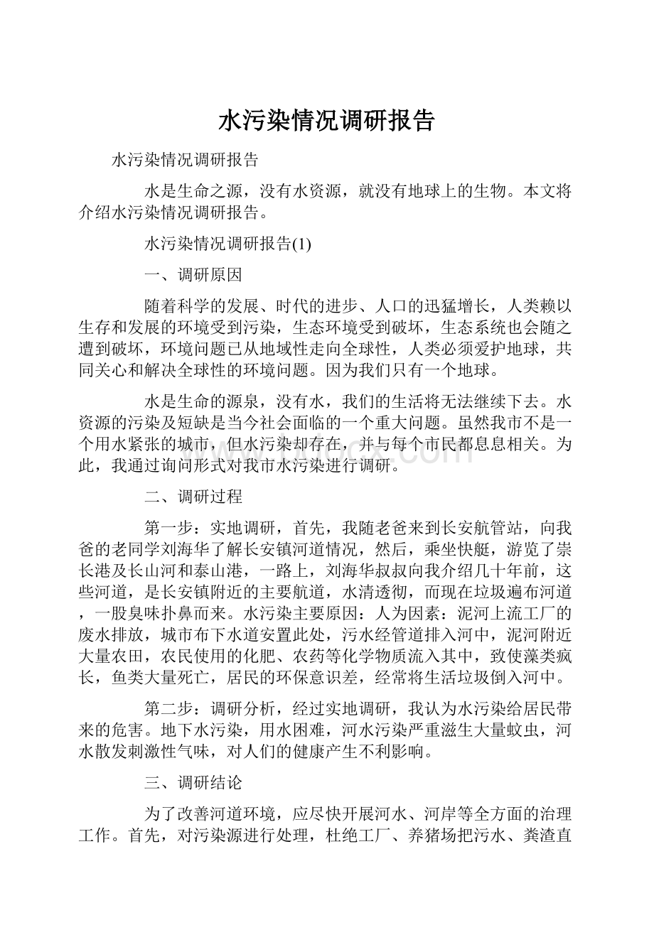 水污染情况调研报告.docx