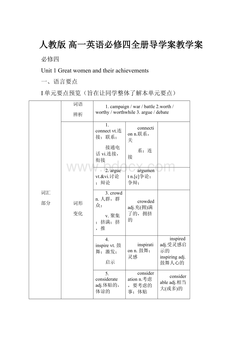 人教版 高一英语必修四全册导学案教学案.docx