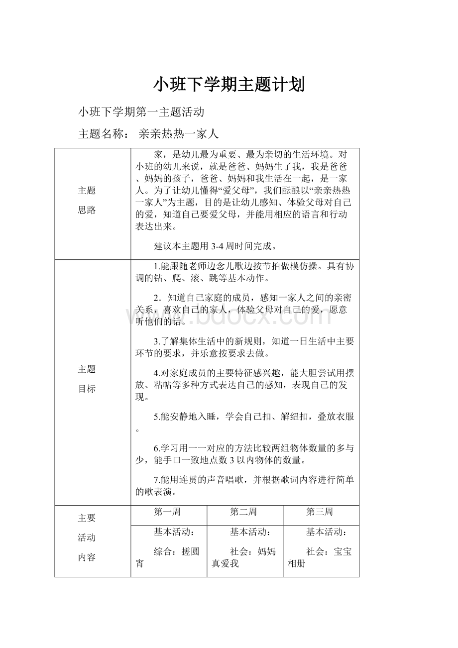 小班下学期主题计划.docx