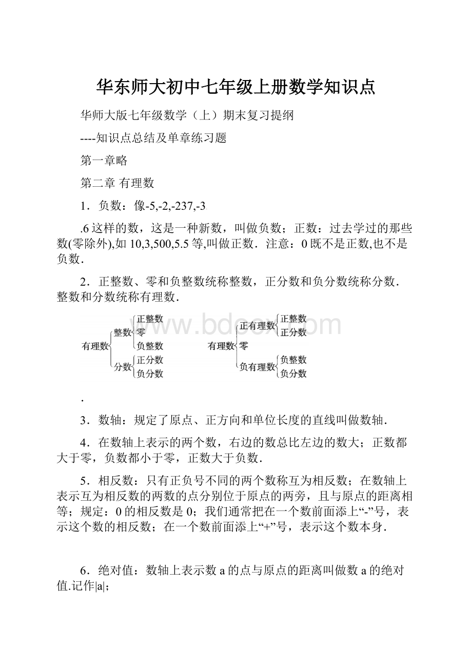 华东师大初中七年级上册数学知识点.docx_第1页