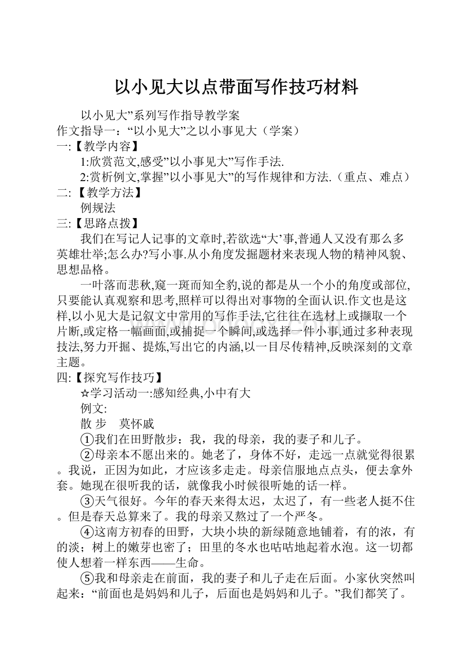 以小见大以点带面写作技巧材料.docx