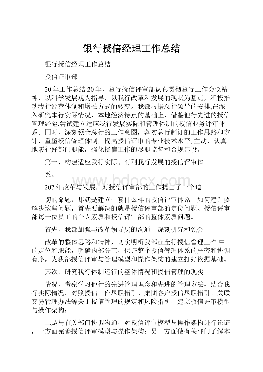 银行授信经理工作总结.docx