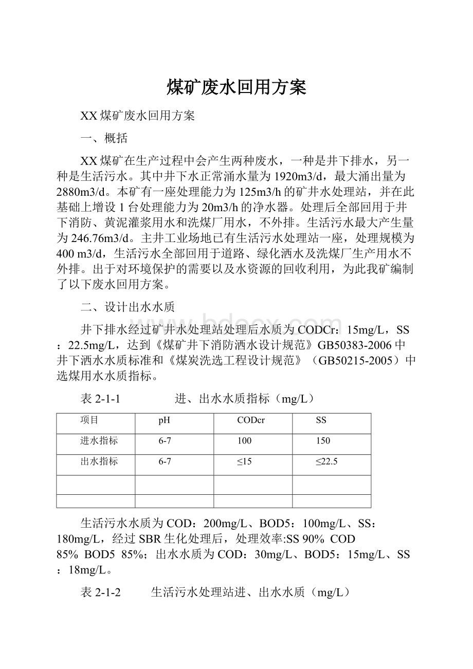 煤矿废水回用方案.docx_第1页