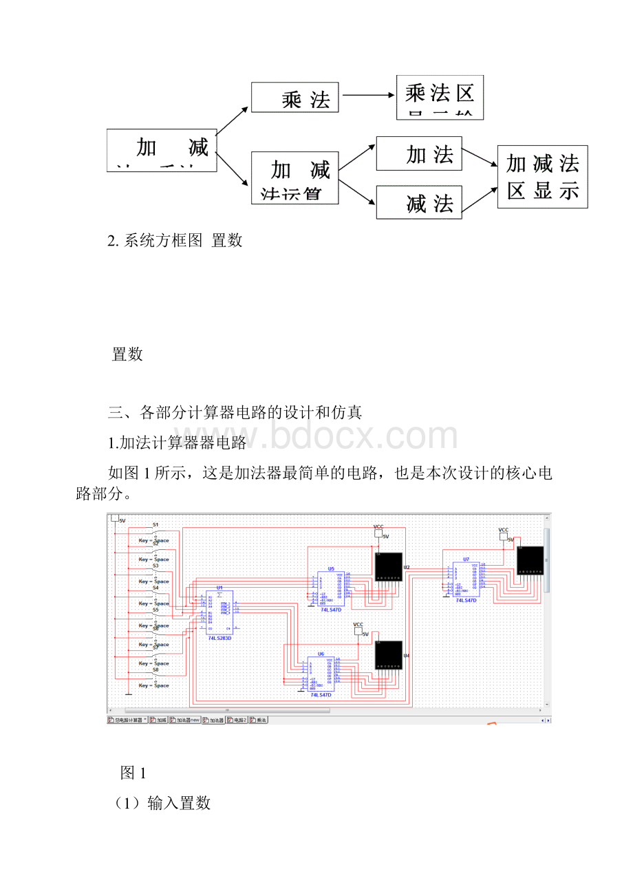 哈工大数字电路设计加减乘三则计算器.docx_第3页