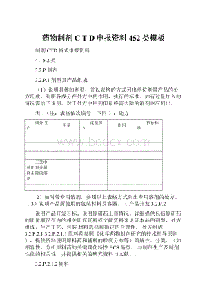 药物制剂C T D申报资料452类模板.docx