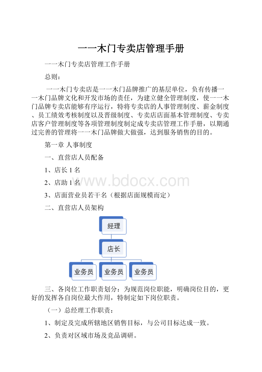 一一木门专卖店管理手册.docx