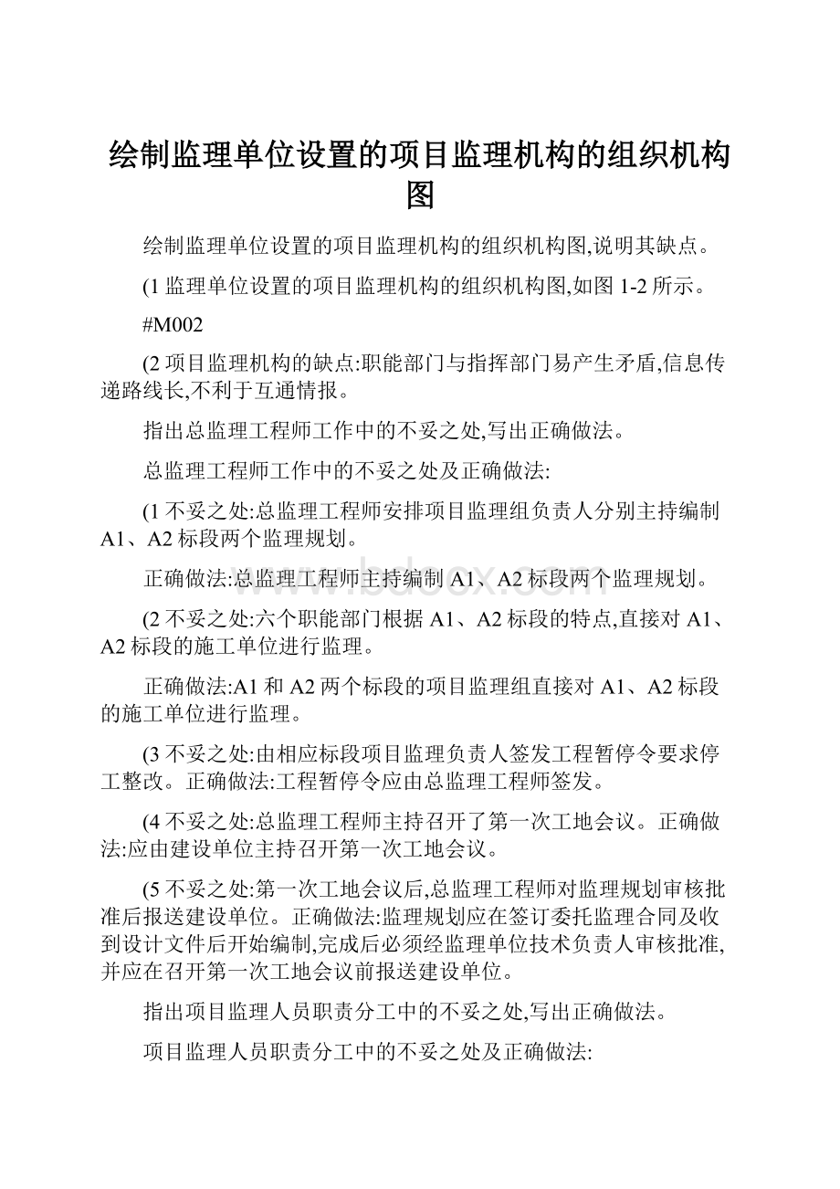 绘制监理单位设置的项目监理机构的组织机构图.docx_第1页