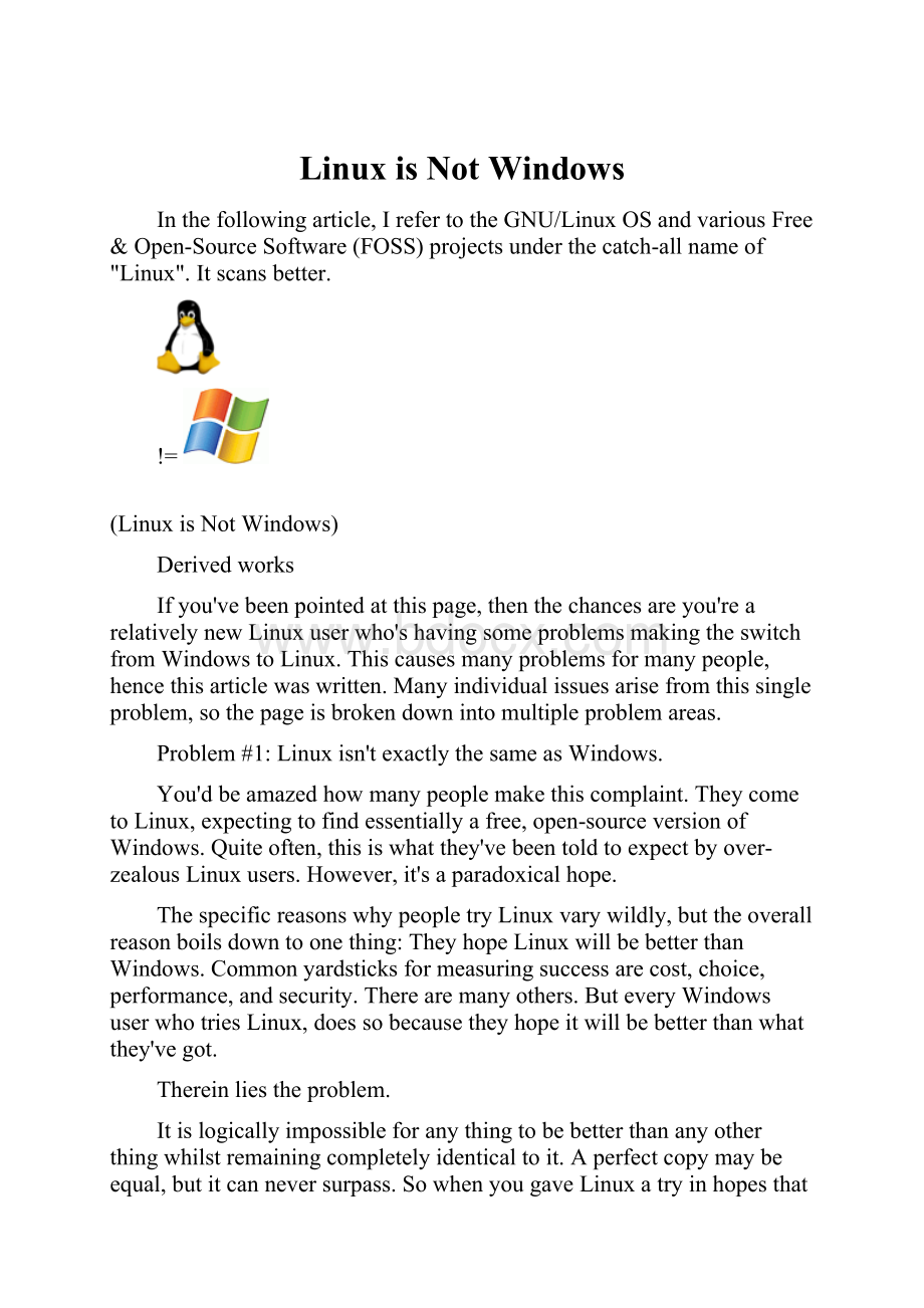 Linux is Not Windows.docx