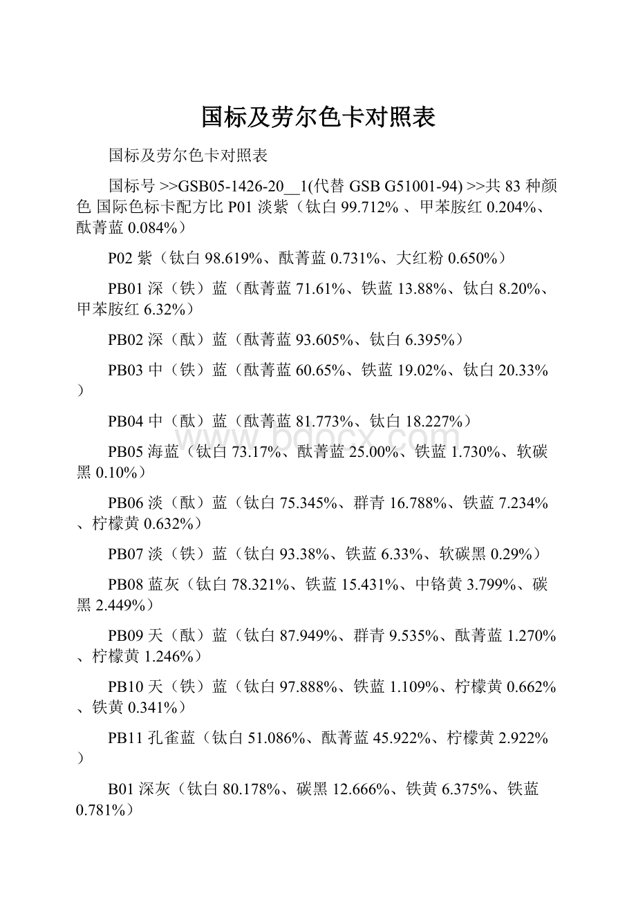 国标及劳尔色卡对照表.docx