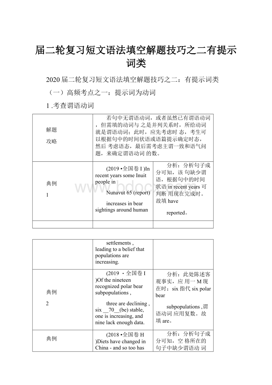 届二轮复习短文语法填空解题技巧之二有提示词类.docx_第1页