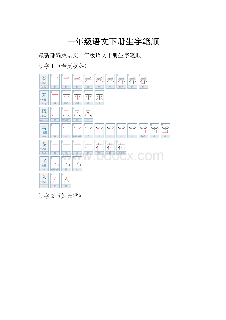 一年级语文下册生字笔顺.docx_第1页