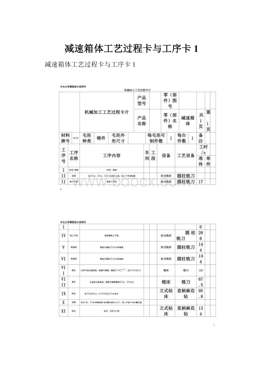 减速箱体工艺过程卡与工序卡1.docx