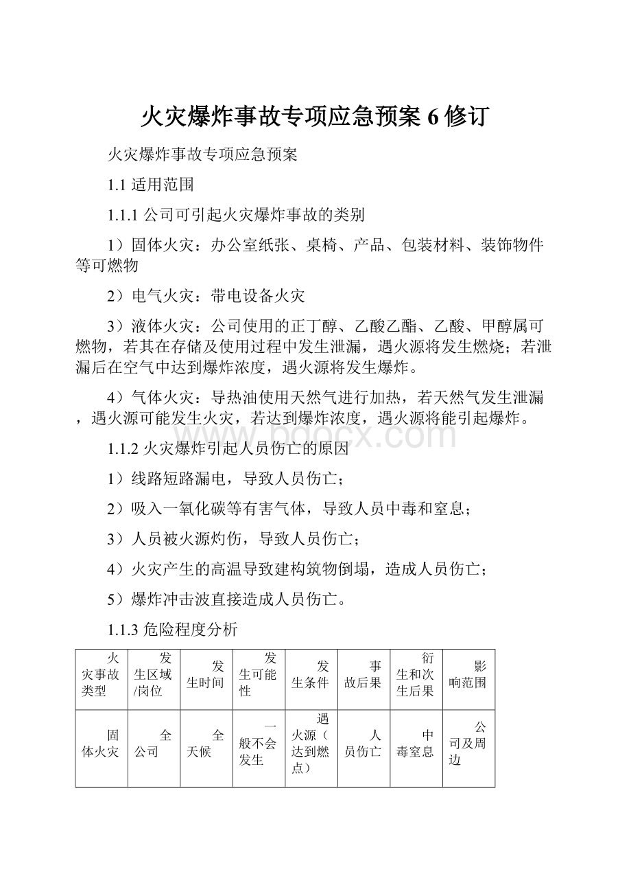 火灾爆炸事故专项应急预案6修订.docx_第1页