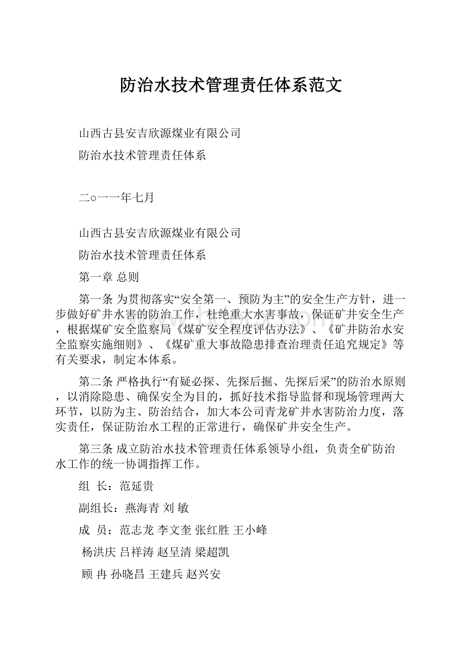 防治水技术管理责任体系范文.docx