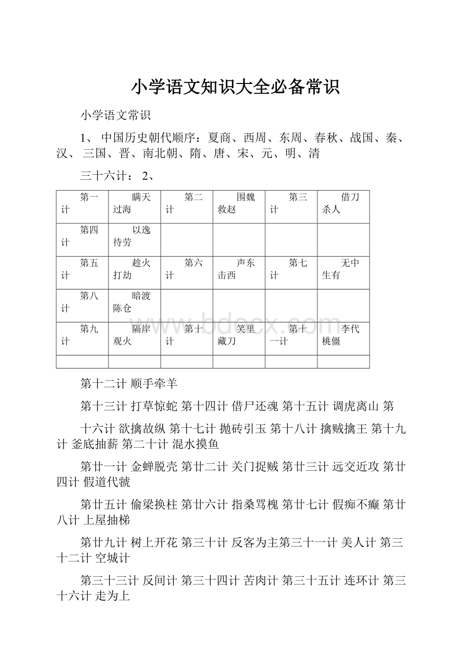 小学语文知识大全必备常识.docx