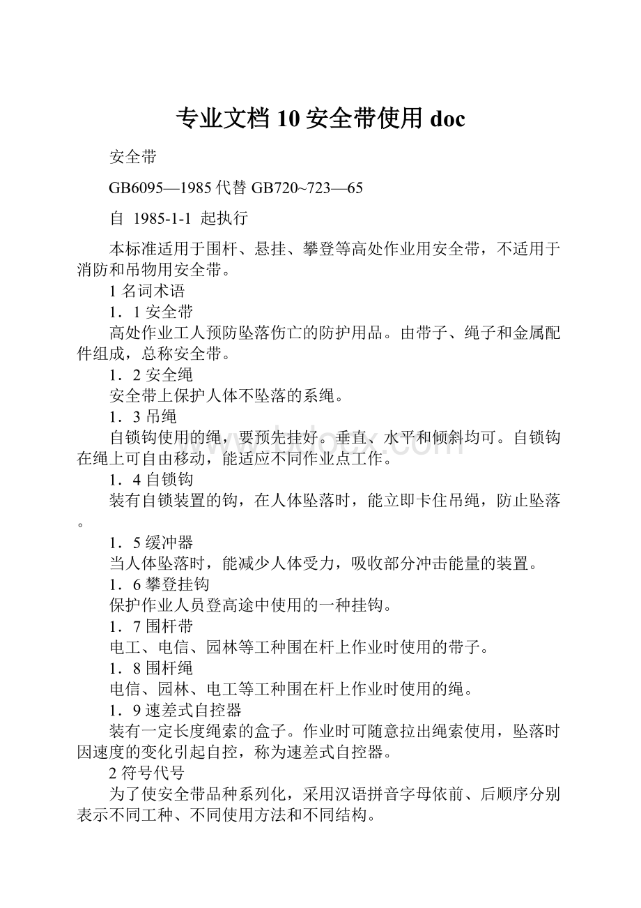 专业文档10安全带使用doc.docx