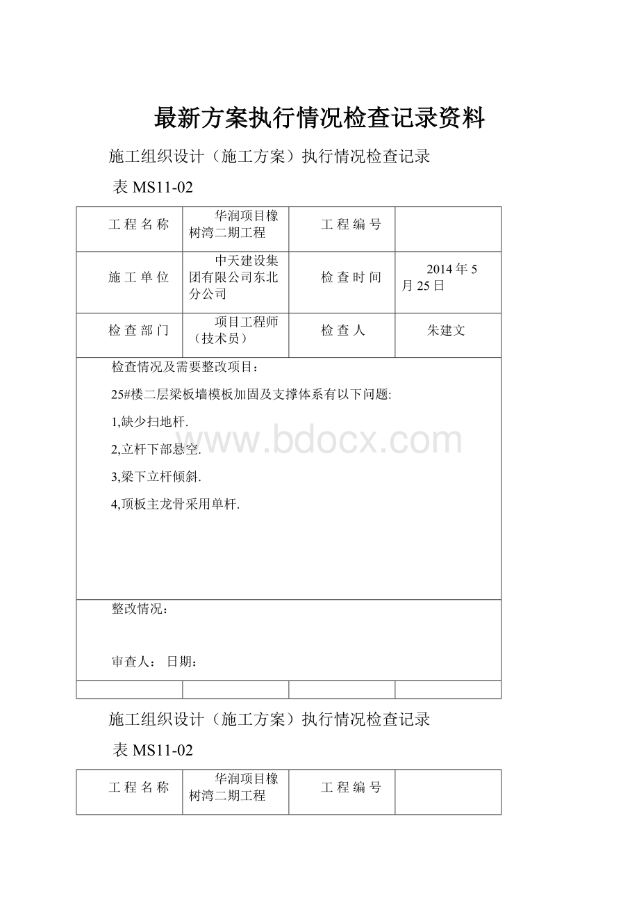 最新方案执行情况检查记录资料.docx