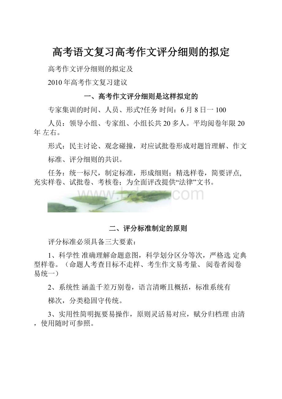 高考语文复习高考作文评分细则的拟定.docx