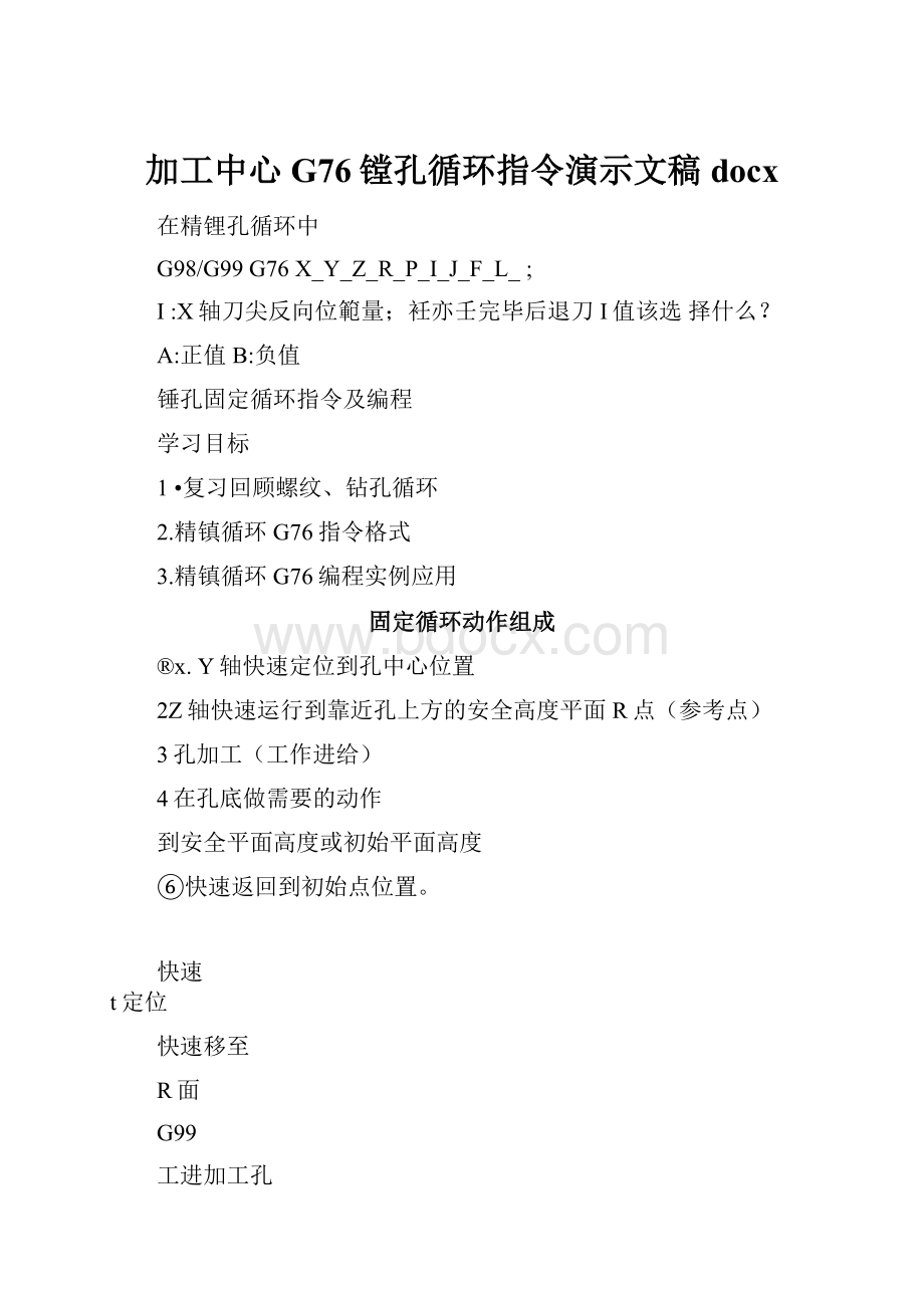 加工中心G76镗孔循环指令演示文稿docx.docx_第1页