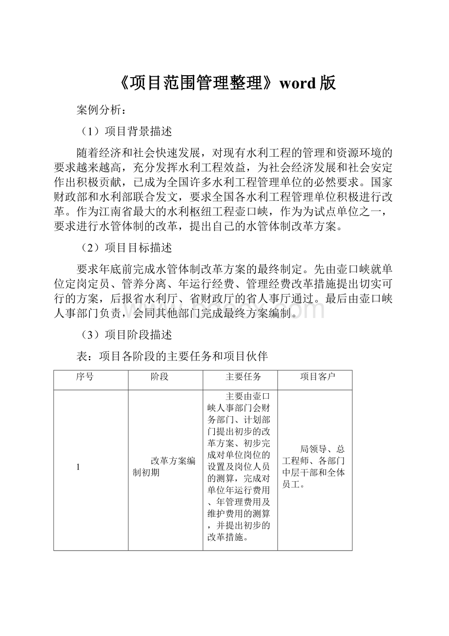 《项目范围管理整理》word版.docx_第1页