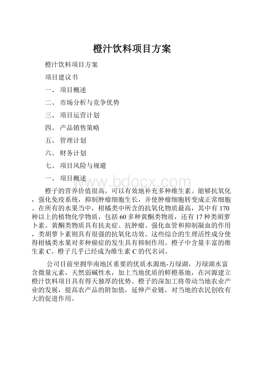 橙汁饮料项目方案.docx