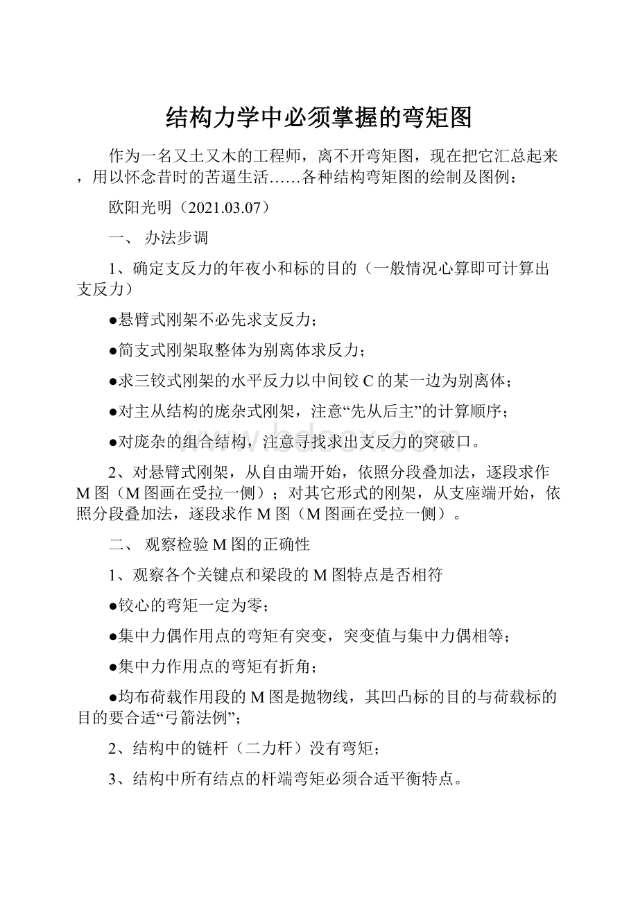 结构力学中必须掌握的弯矩图.docx