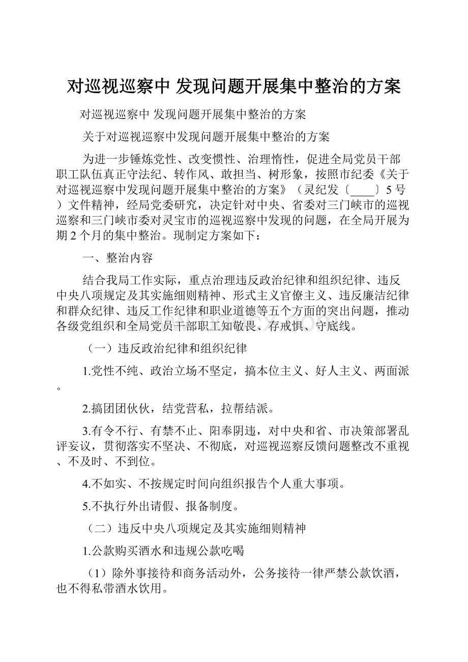 对巡视巡察中 发现问题开展集中整治的方案.docx