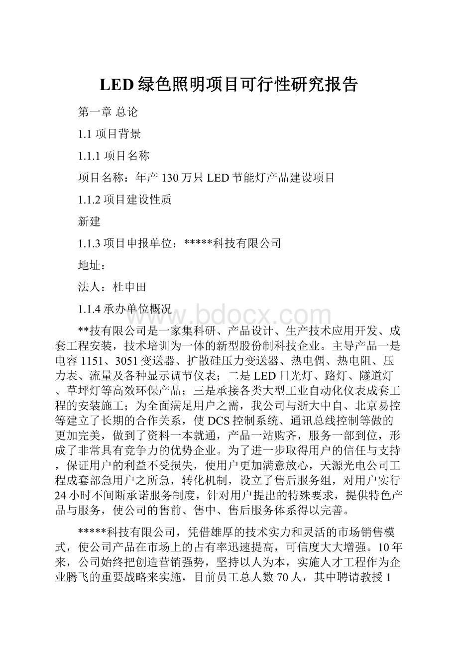 LED绿色照明项目可行性研究报告.docx